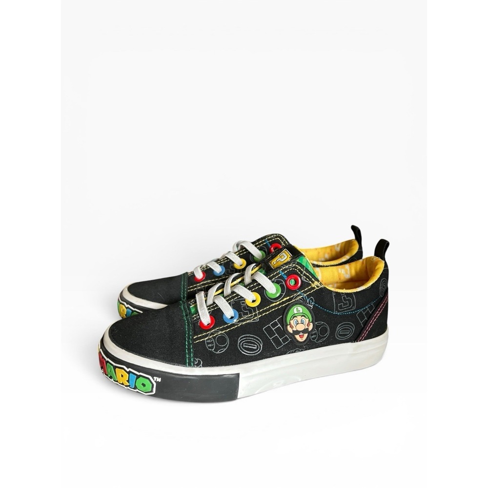 Super Mario Bros Nintendo Kids Canvas Sneakers Sz‎ 1 Mario Luigi Shoes Ground Up